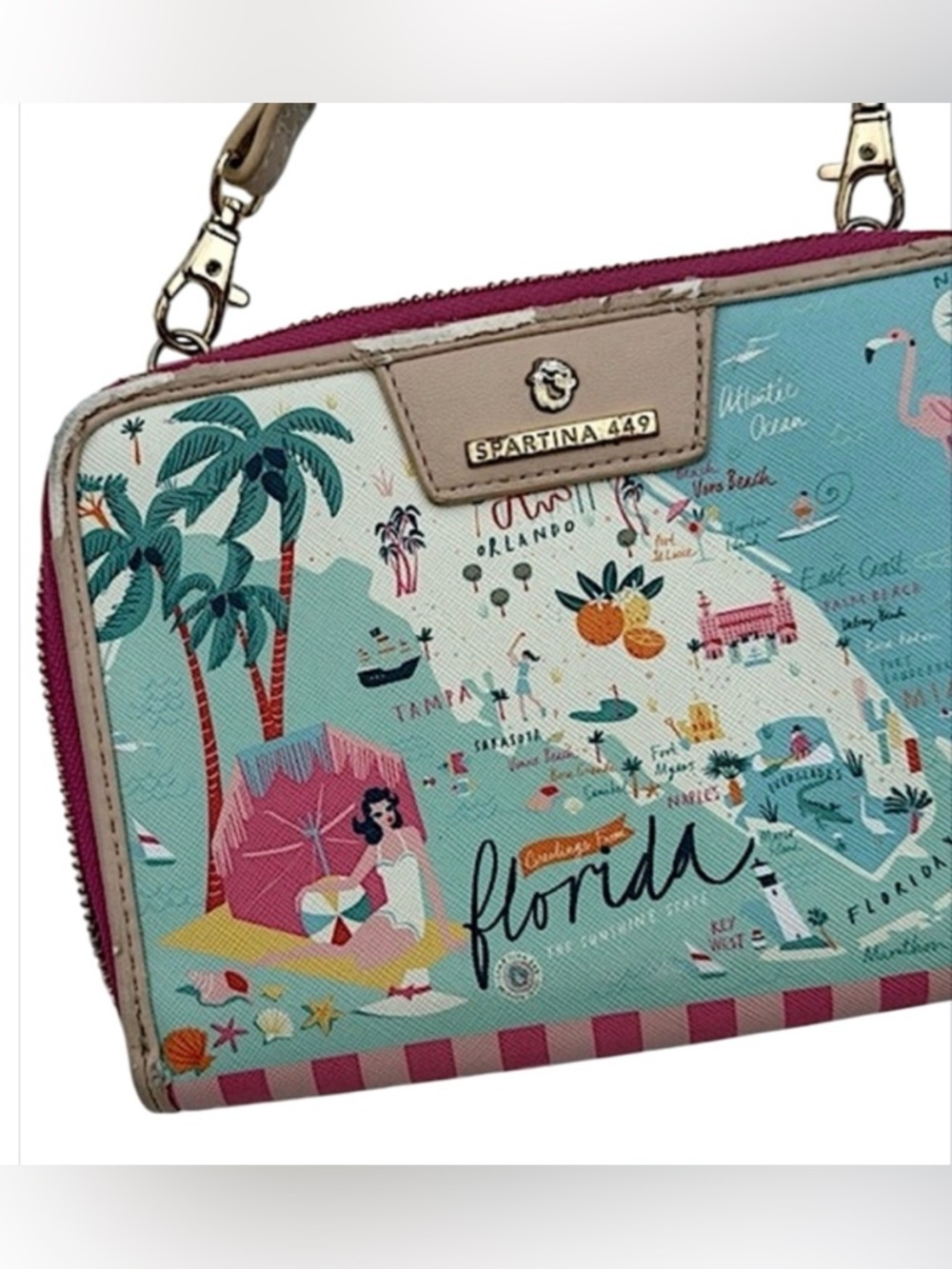 🏝️🦩🌺Florida All-in-One Phone Crossbody by Spartina 449⛱️🦩🏝️updated🦩 - Picture 9 of 17